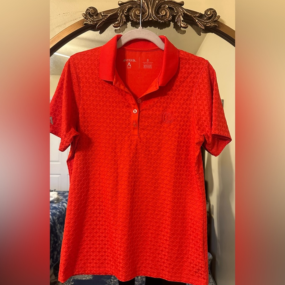Antigua Women's Bright Red Textured Polo
